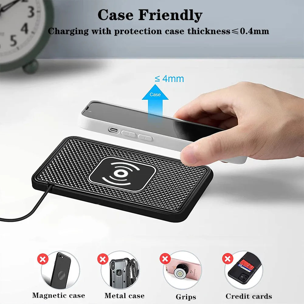 Chargeur sans fil antidérapant pour voiture